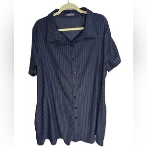 Black Collard Mini Button-up Dress - 20/4X